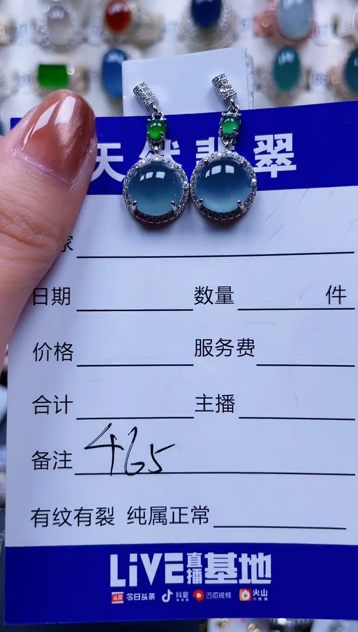 银S925镶嵌翡翠耳饰465