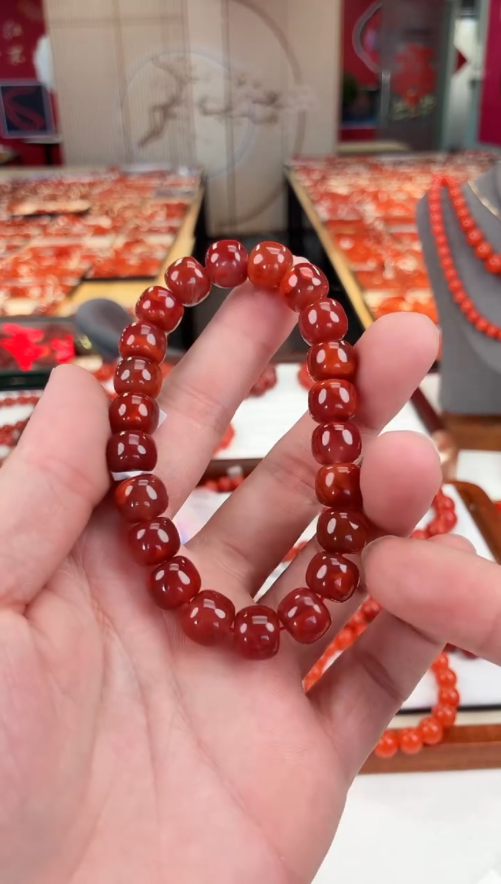 南红玛瑙瓦西老型手串10+未镶嵌一个/条