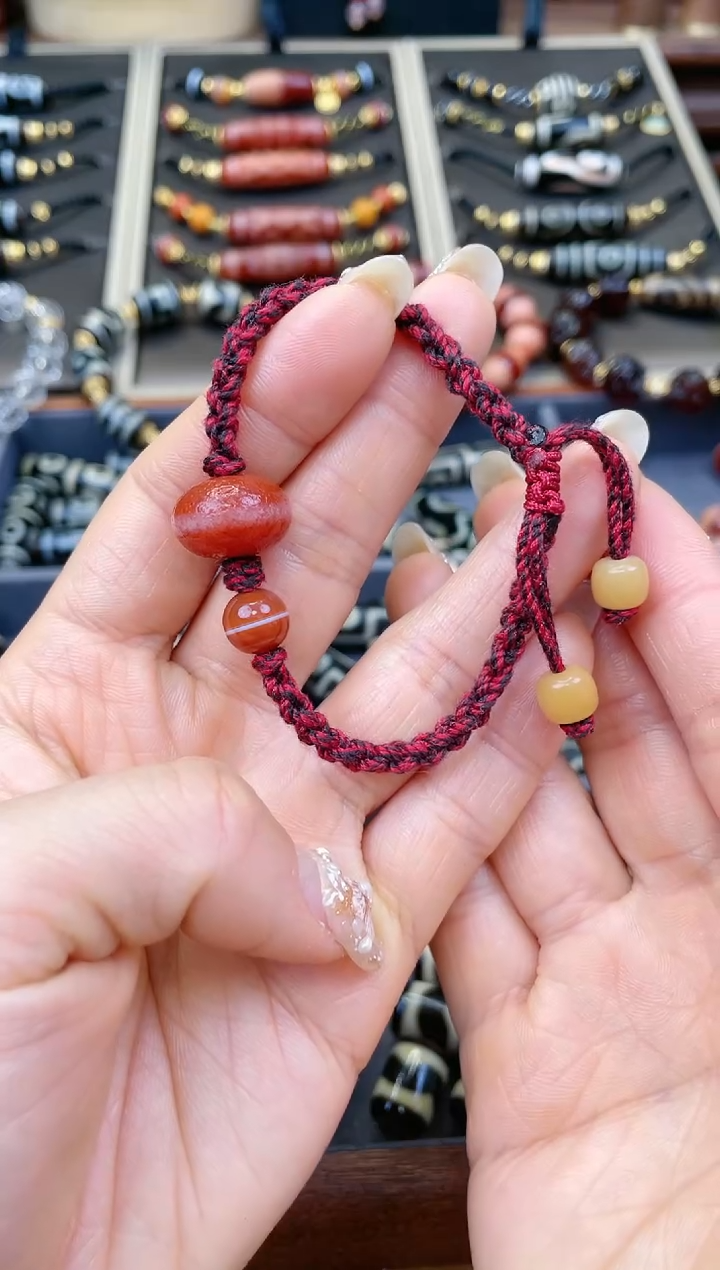 【闪购商品】玛瑙/玉髓手链未镶嵌美泓高油红肉一线药师手链