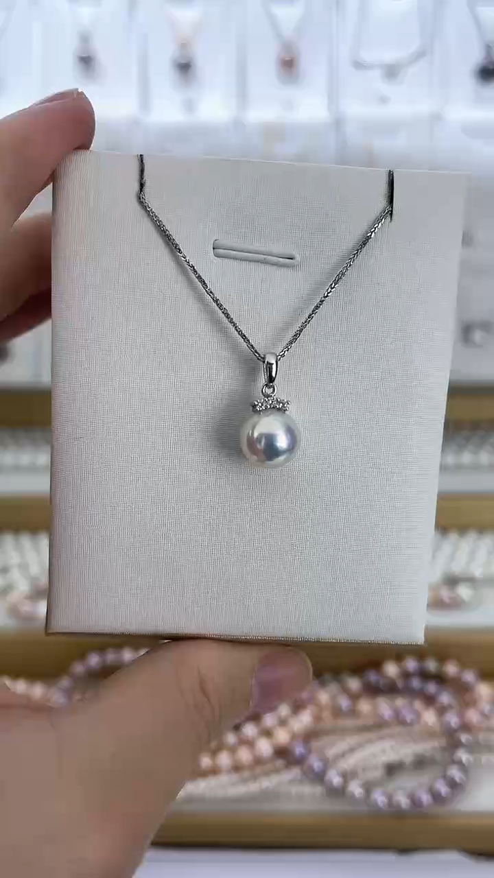 【闪购商品】淡水珍珠颈饰未镶嵌12天然极光珍珠天女光吊坠睫毛款