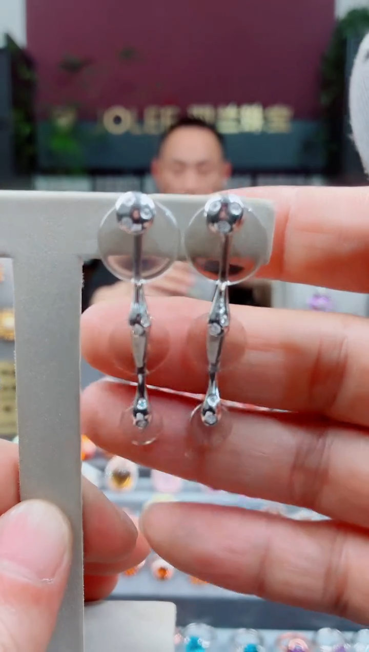 银S925镶嵌耳饰水晶明*水晶耳钉