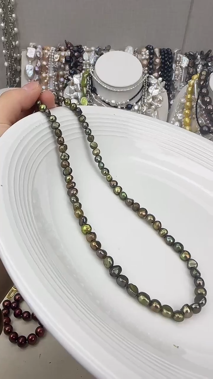 颈饰银S925镀金镶嵌淡水珍珠1