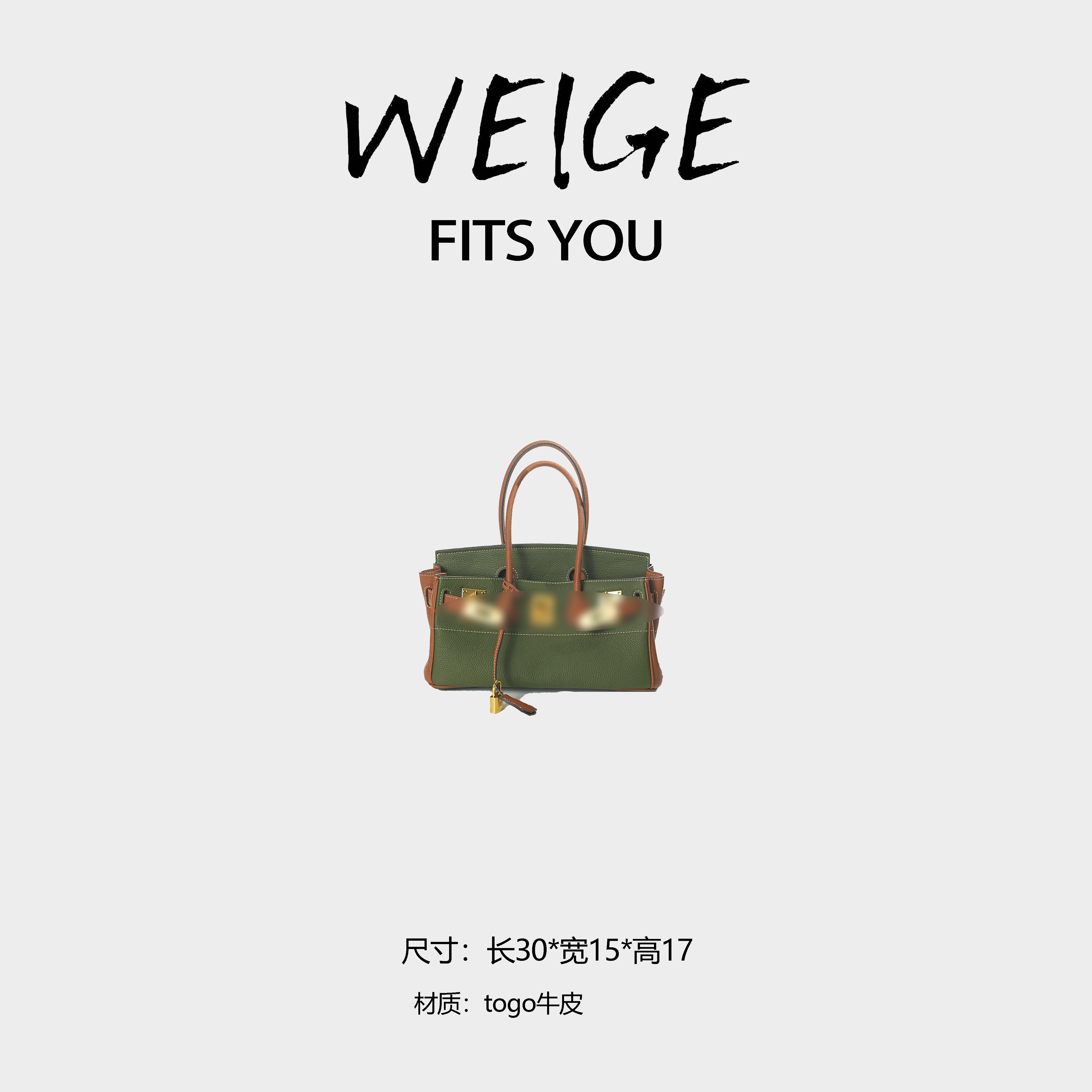 WEIGE【Shoulder包】TOGO牛皮 手提包BV663-丝兰绿拼金棕