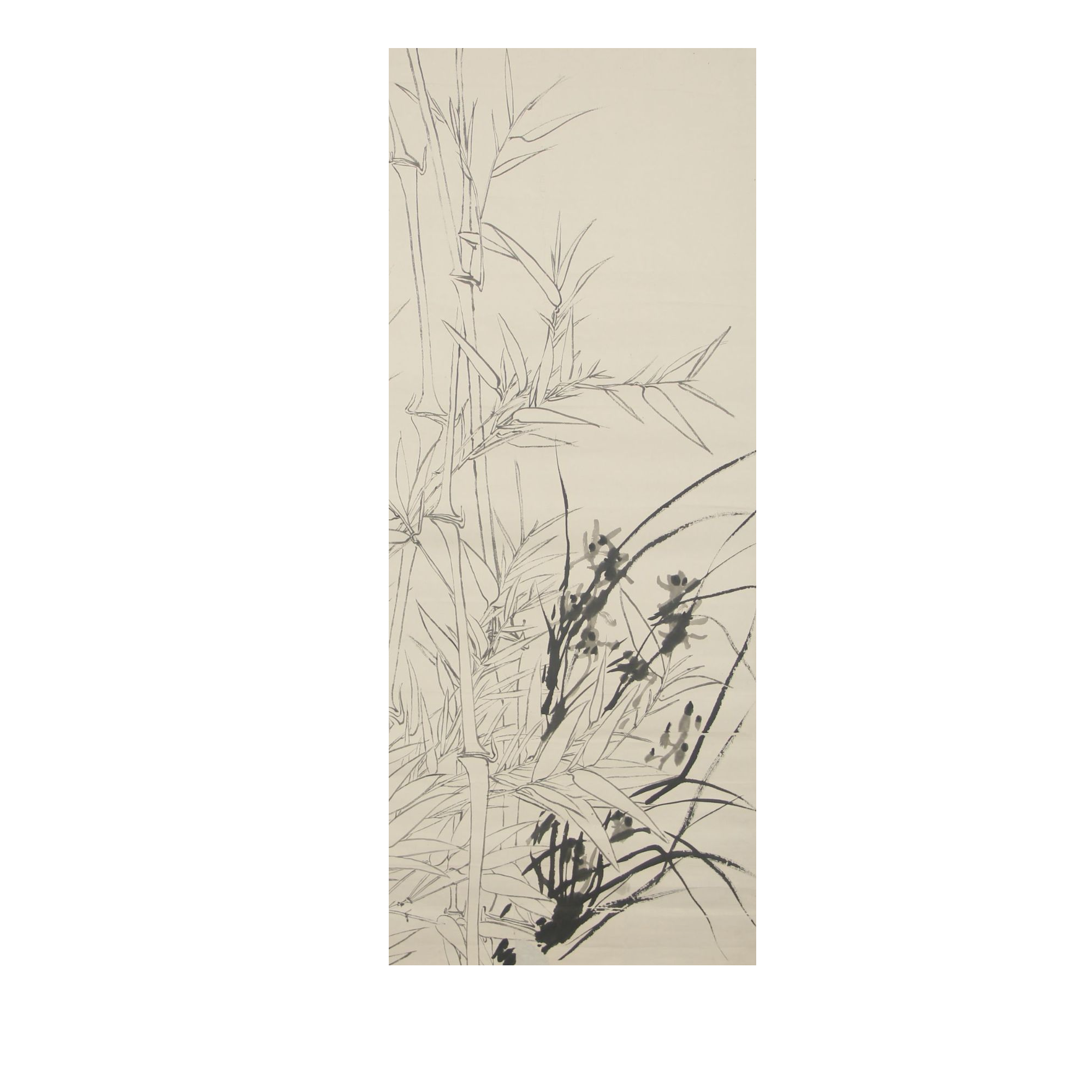 LOT.406 《墨竹》96*44cm 纸本水墨镜片