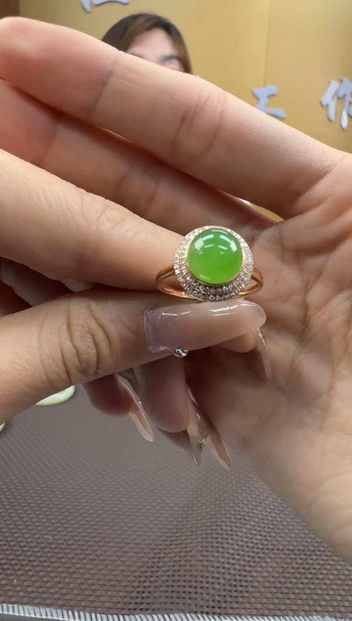 【闪购商品】和田玉戒指18K金镶嵌11-19备注圈口发货