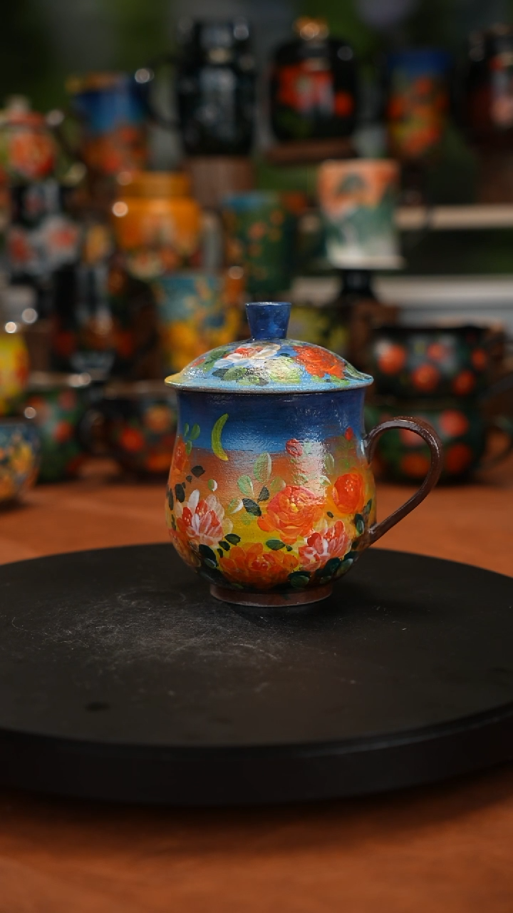 紫砂油画手绘釉下彩