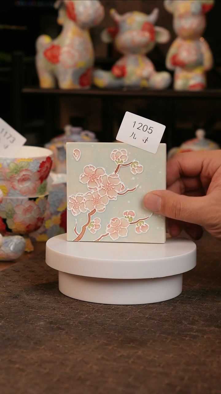 九寻景德镇手工手绘珐华彩茶杯1205