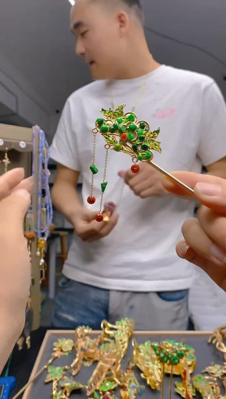 【闪购商品】翡翠耳饰合金0118翡翠发簪