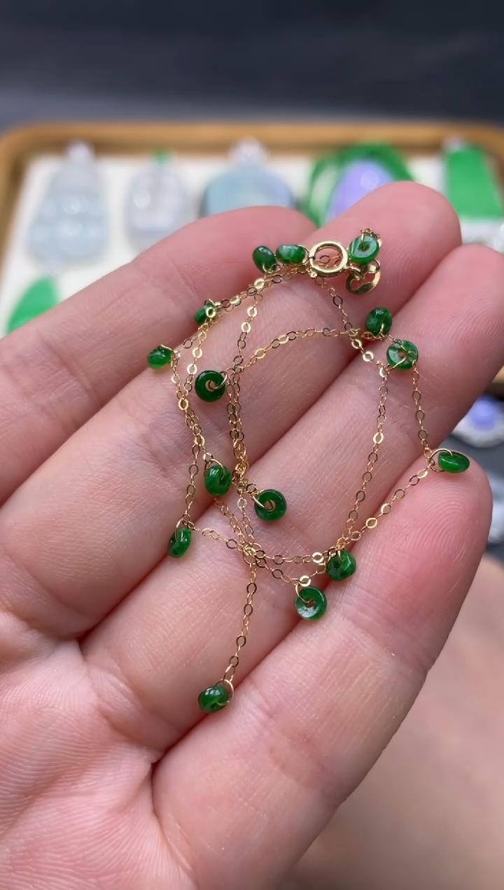 【闪购商品】翡翠手链18K金镶嵌96..........