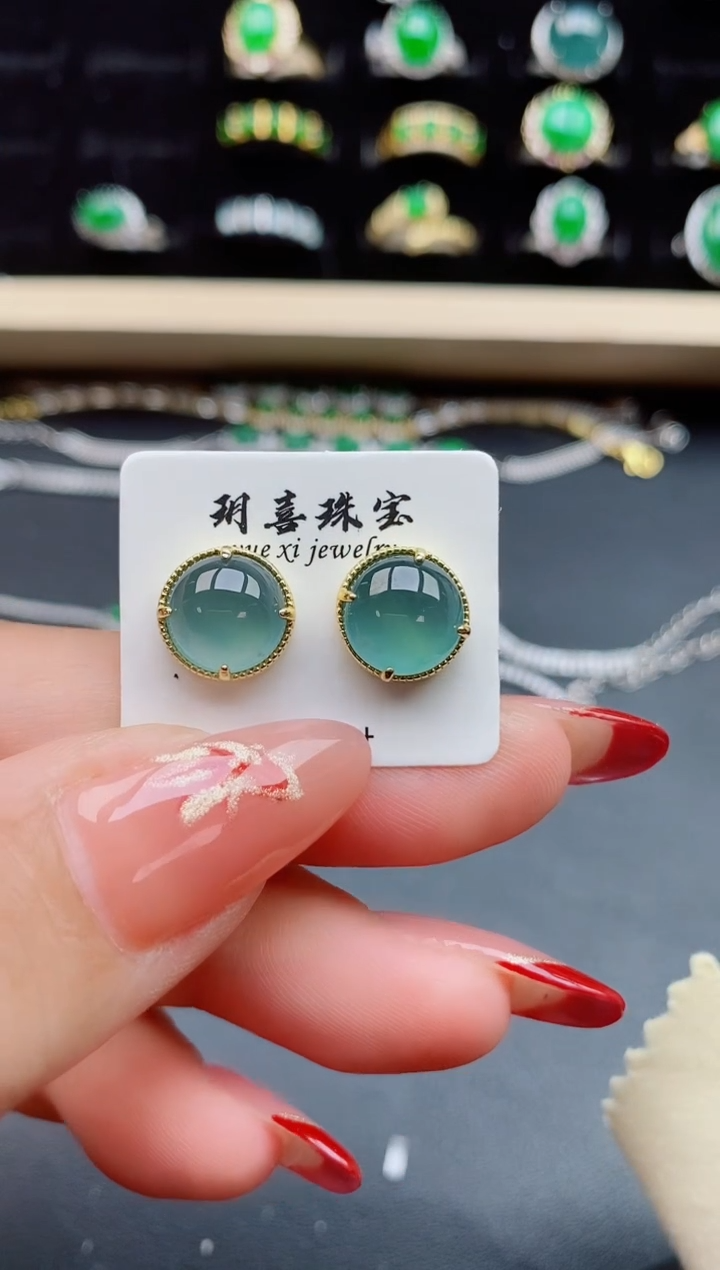 【闪购商品】翡翠耳饰银S925镶嵌50550