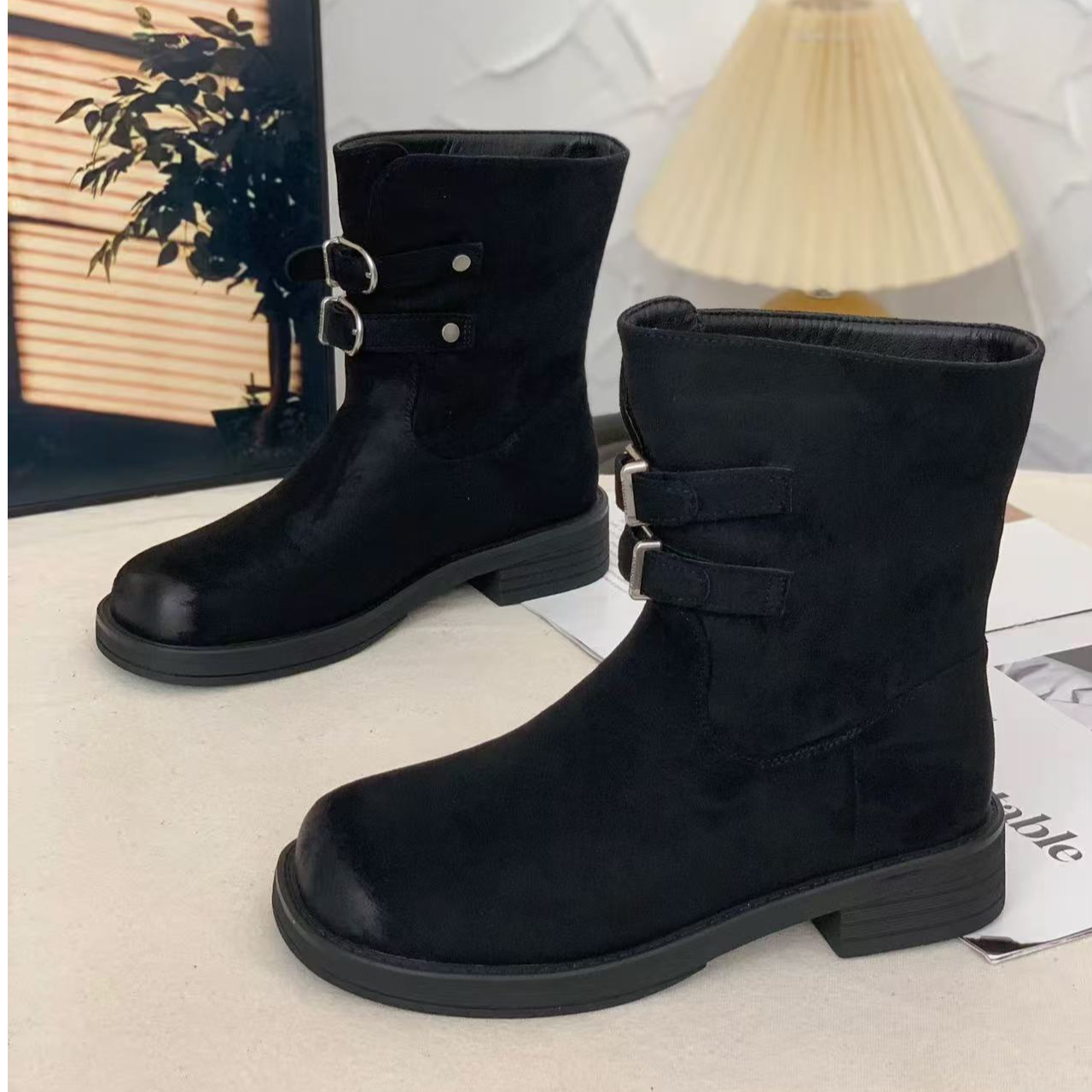 【欧洲站高奢女鞋尾单】58-03高品质做旧擦色个性洋气时尚加绒短靴