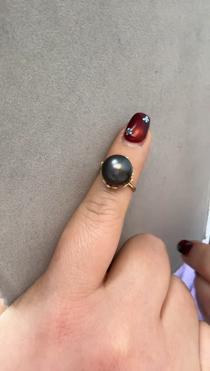 未镶嵌戒指海水珍珠大溪地11.8mm+S925银戒指