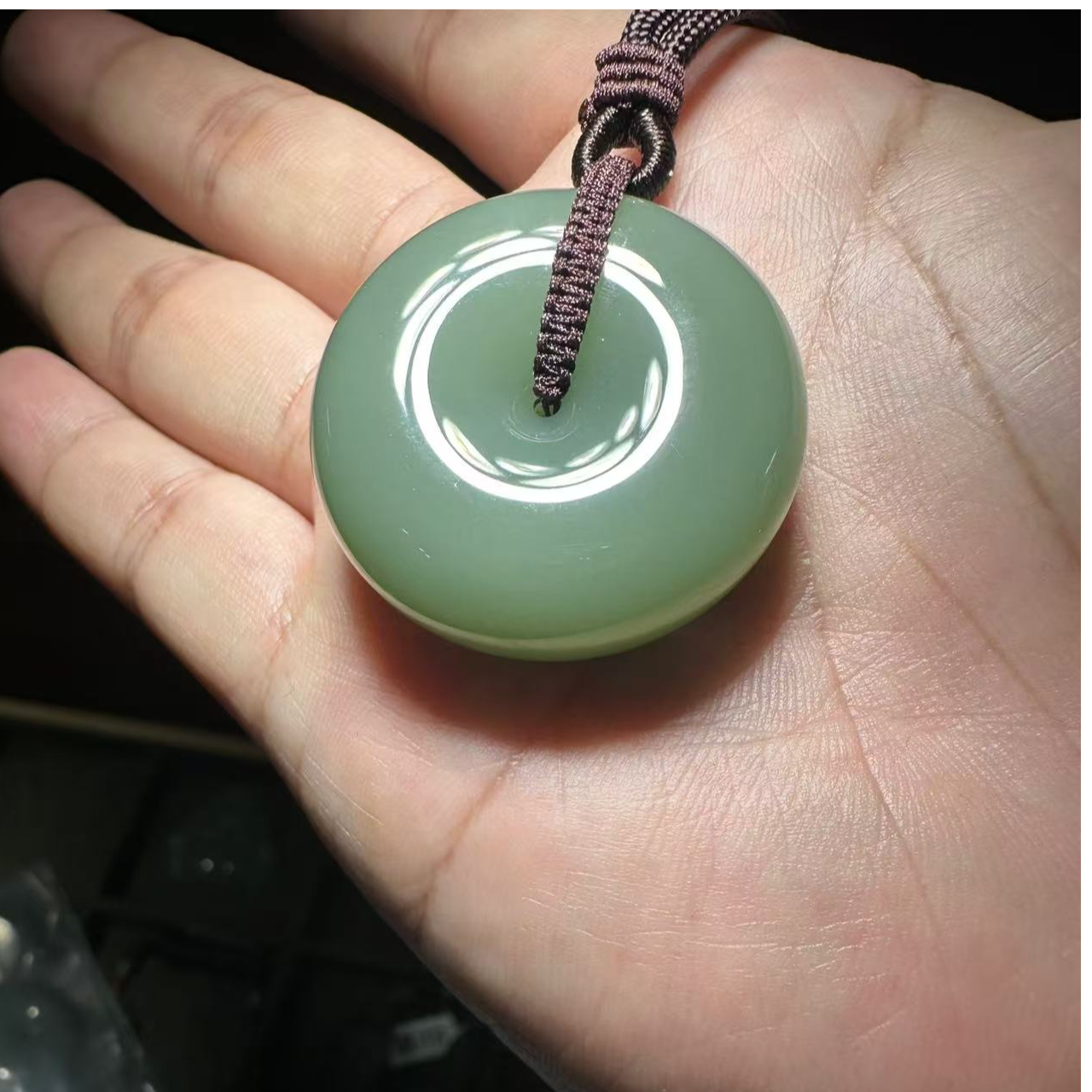 【鹿鸣】 粉青平安扣颈饰 赠绳子（35） LM09 *5006*