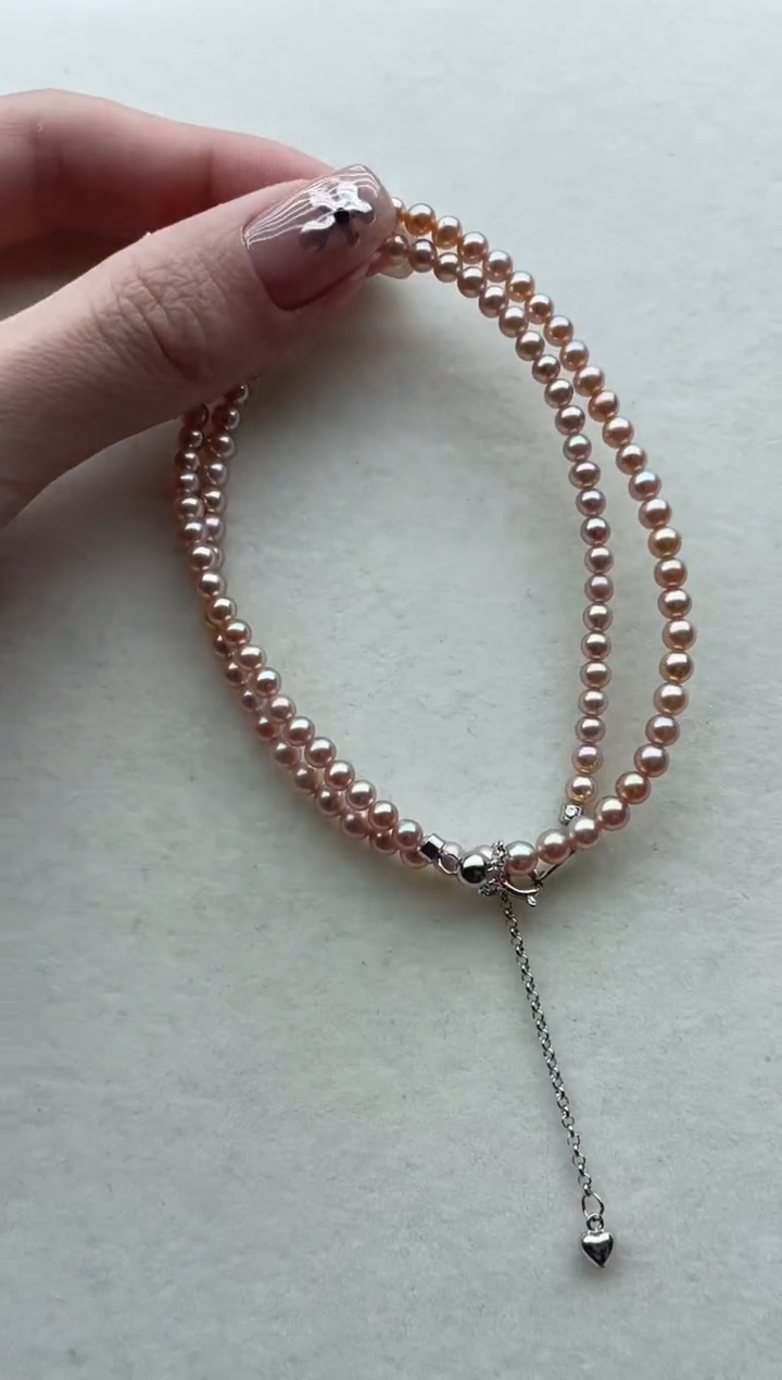 银S925镶嵌淡水珍珠项链100