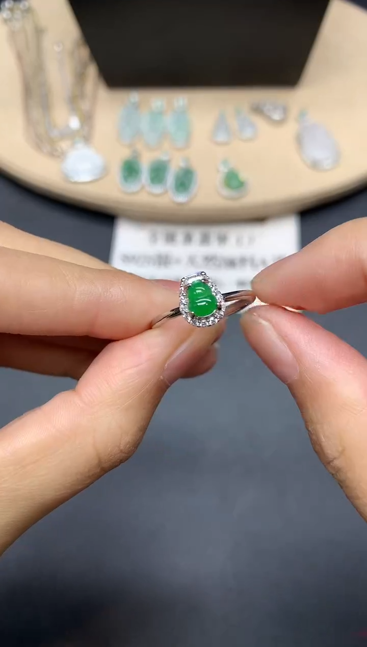 【闪购商品】翡翠戒指银S925镶嵌葫芦【多样性发其一】