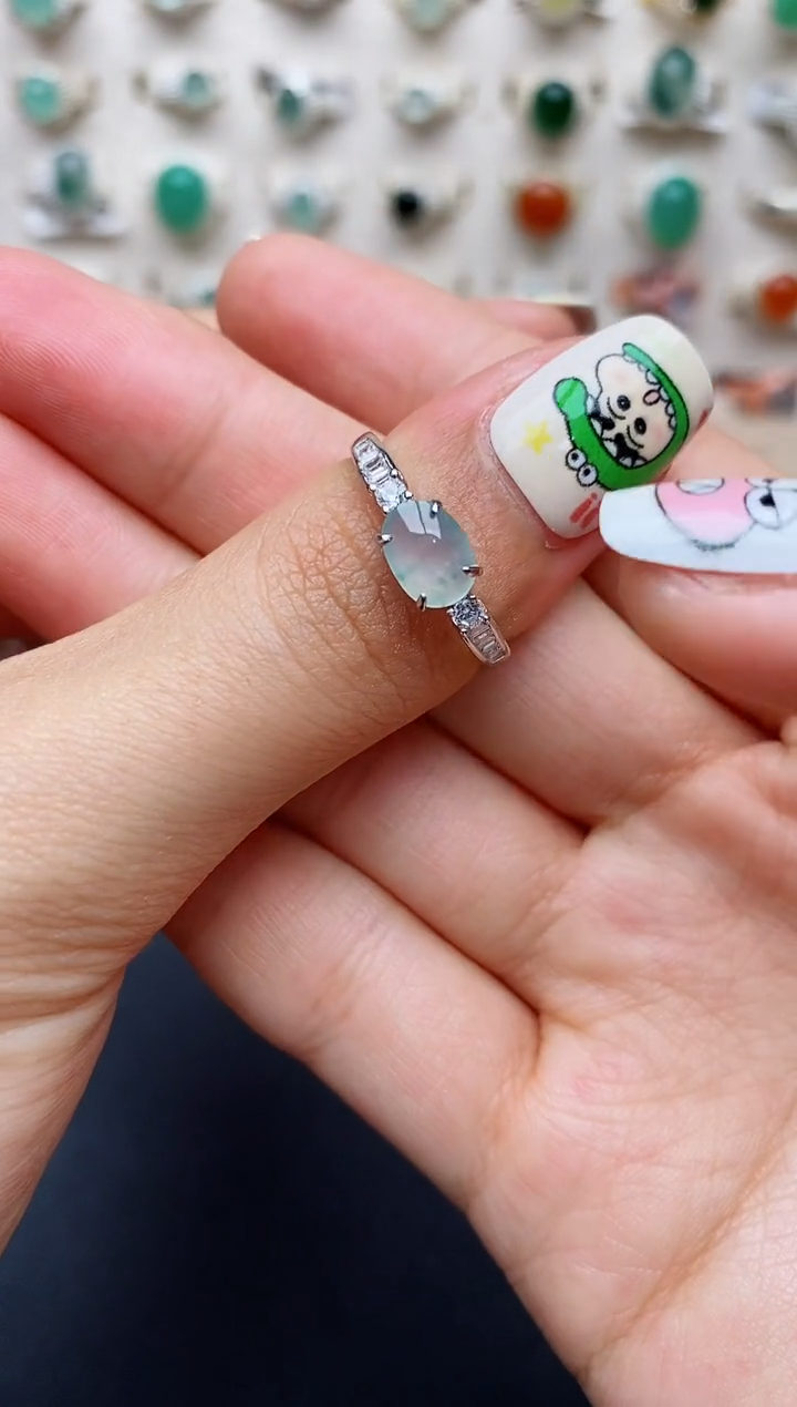 【闪购商品】翡翠戒指银S925镶嵌缅甸翡翠