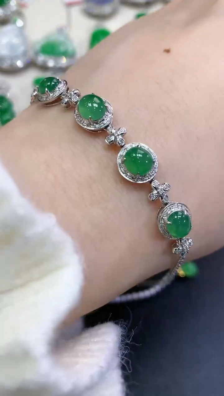 【闪购商品】翡翠手链18K金镶嵌B51