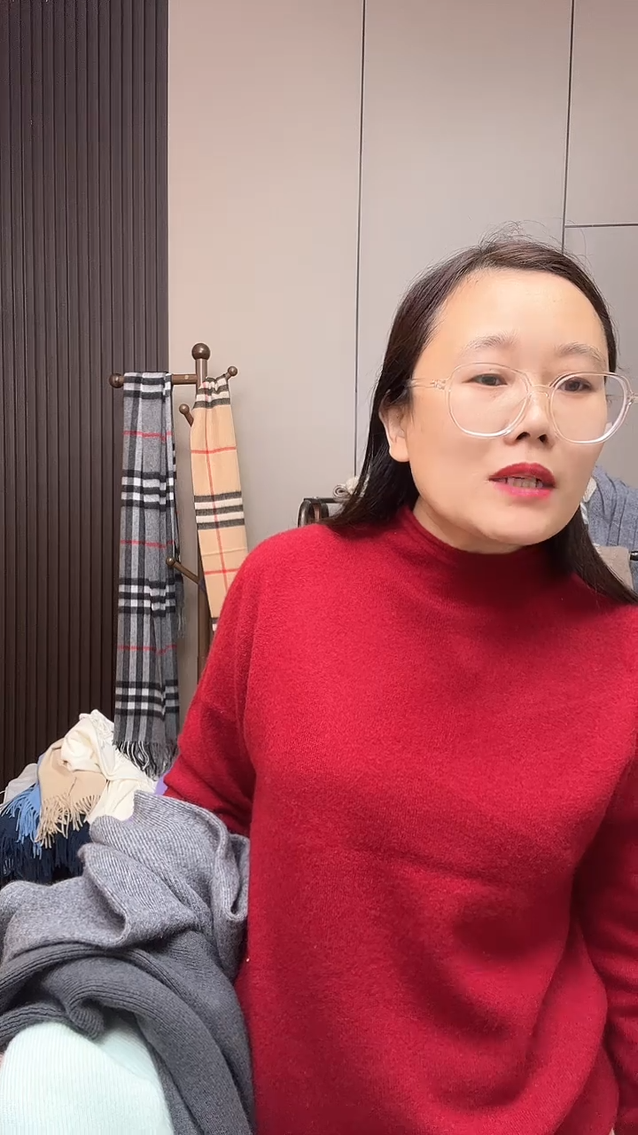 卷边半高领青绒色L