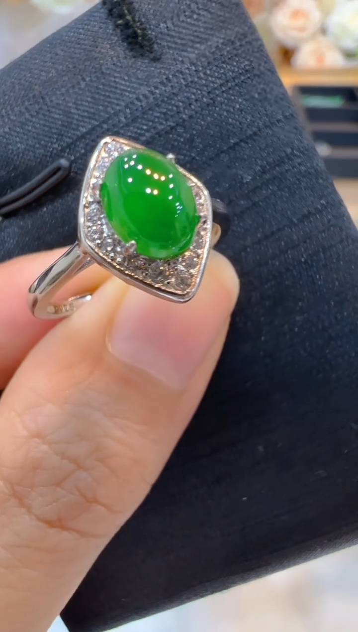 翡翠戒指银S925镶嵌多样性团购发一件