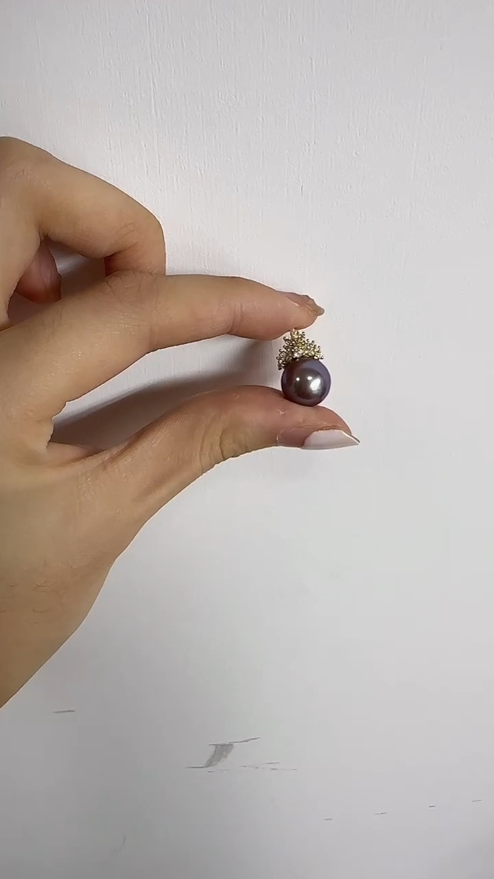 吊坠(赠链)合金淡水珍珠2号 10-11mm紫珠吊坠