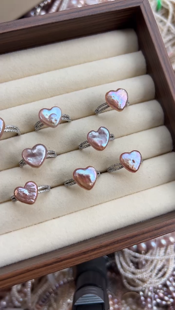 未镶嵌福利淡水珍珠爱心*精工镶嵌戒指（多样性）