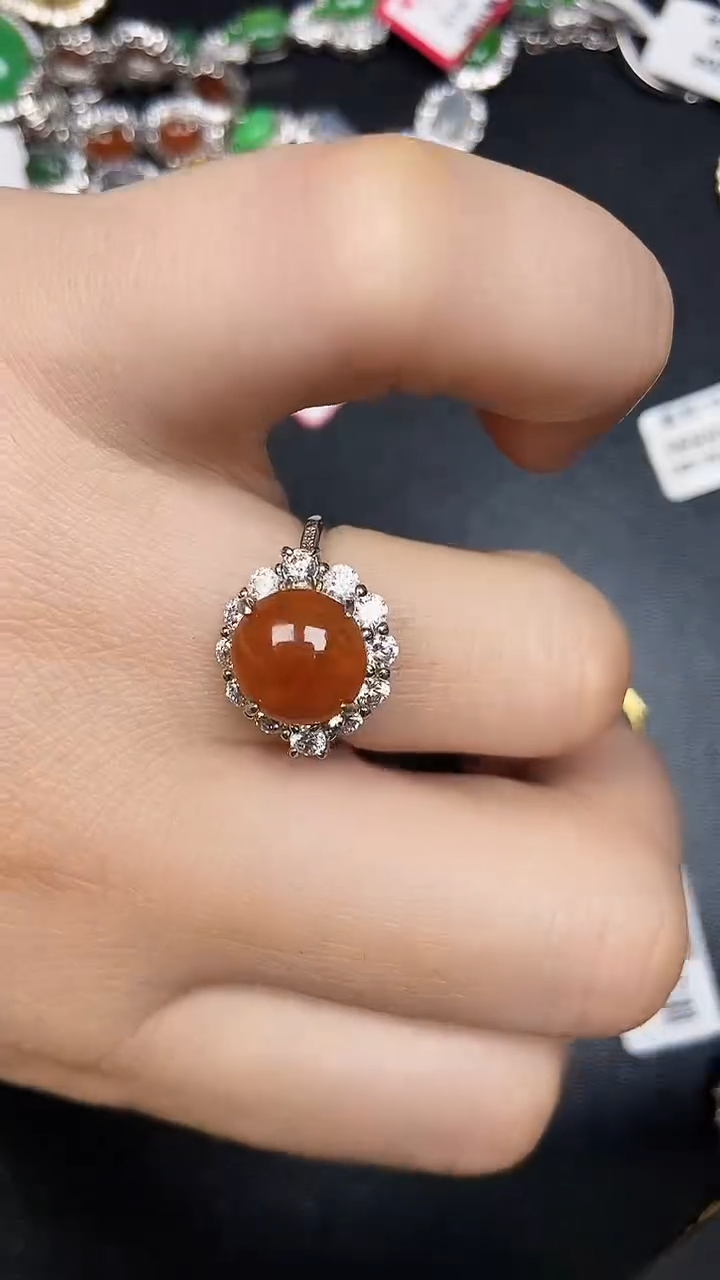 银S925镶嵌戒指翡翠3300