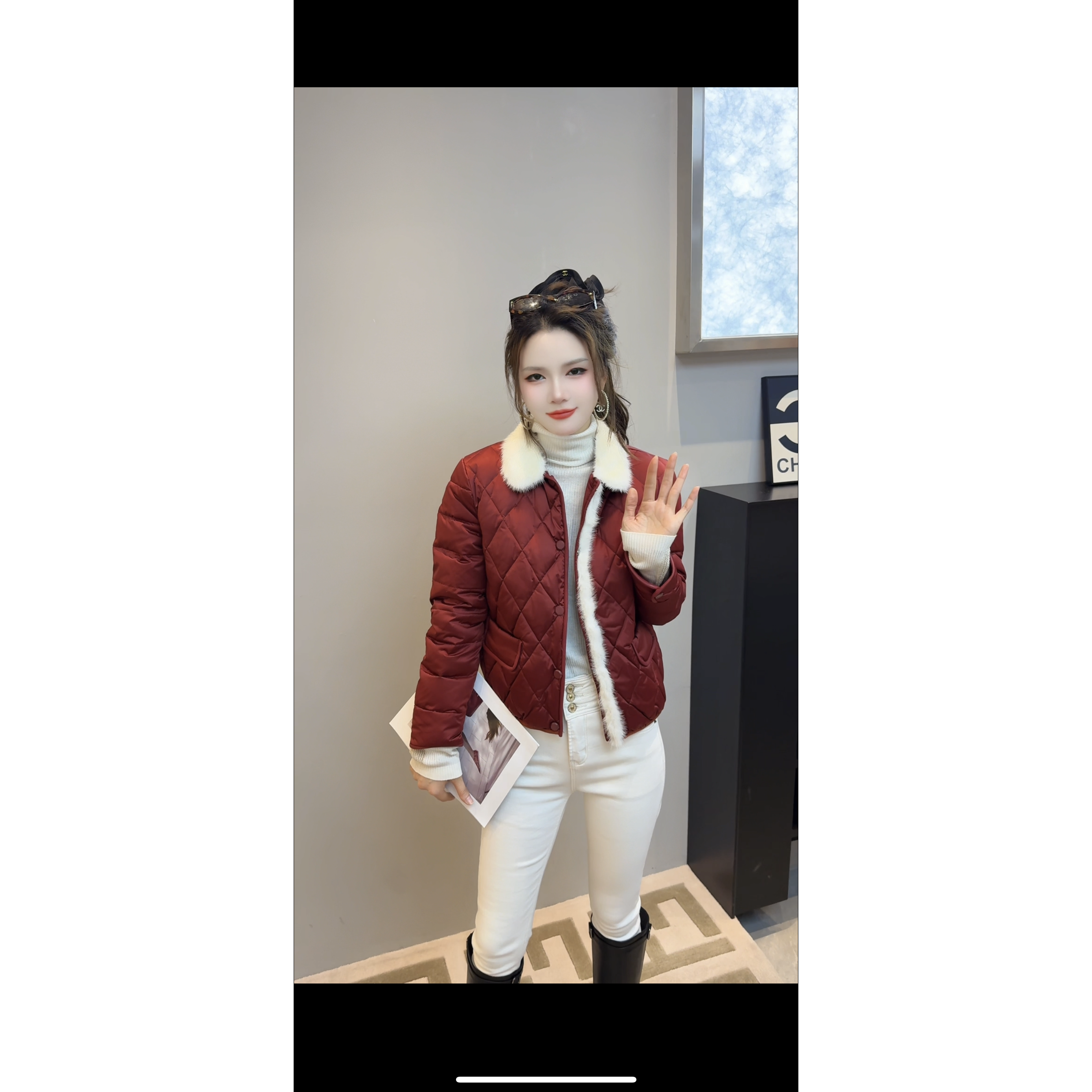 KIKI严选：902-零点520家欧货南油秋冬毛领菱格高级感加厚短外套