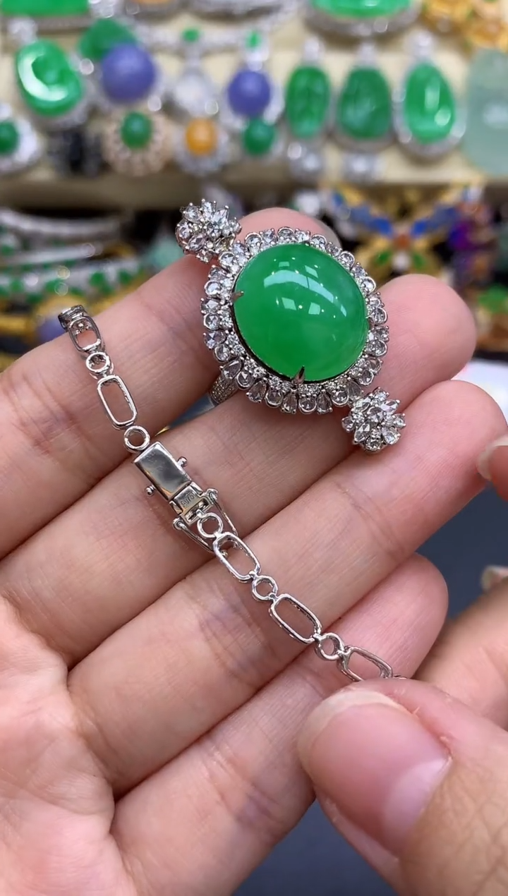 颈饰18K金镶嵌翡翠363-中国好珍宝  三用款