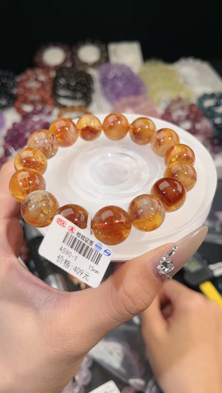 【闪购商品】水晶手链未镶嵌多样性发一黄水15mm