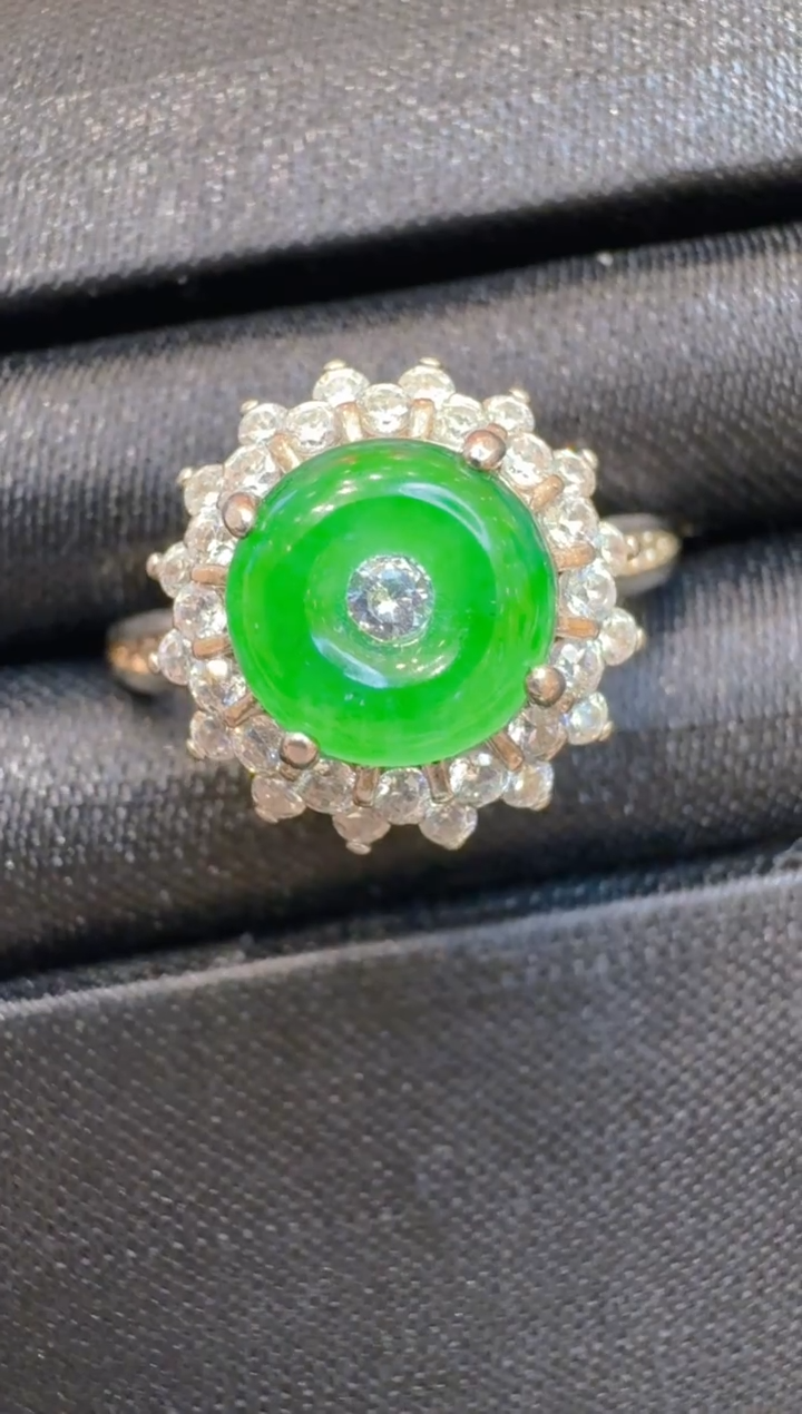 银S925镶嵌戒指翡翠多样性团购发一件