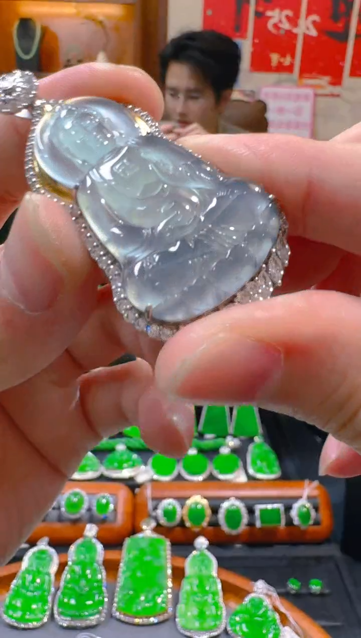 翡翠银S925镶嵌吊坠(赠链)天然a货翡翠