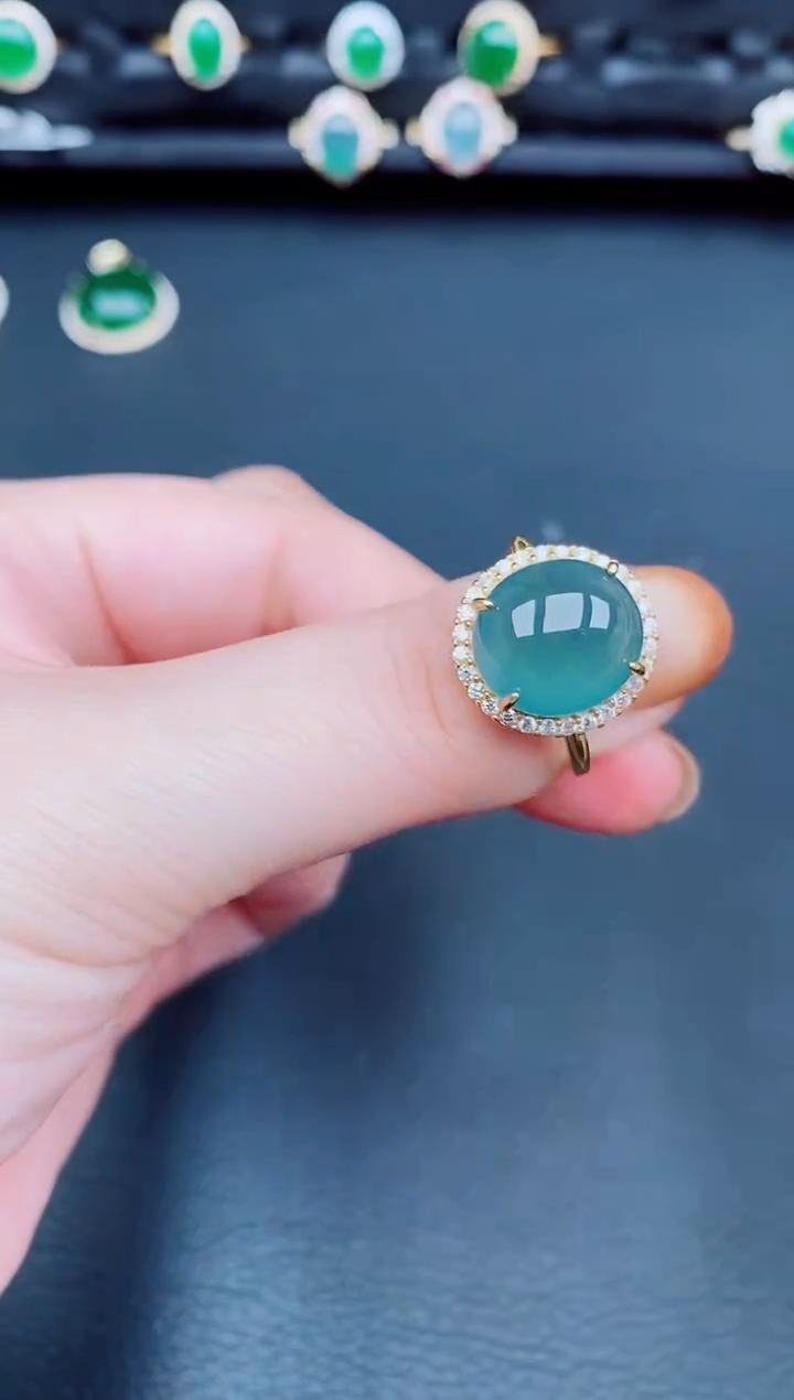 【闪购商品】翡翠戒指银S925镶嵌天然a货翡翠127