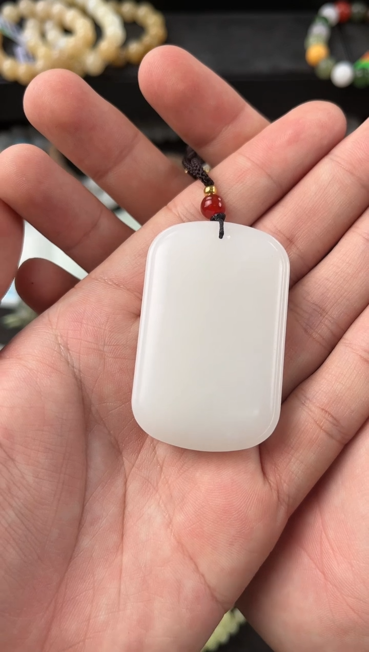 【闪购商品】和田玉无事牌未镶嵌且末天泰白玉无事牌微色差