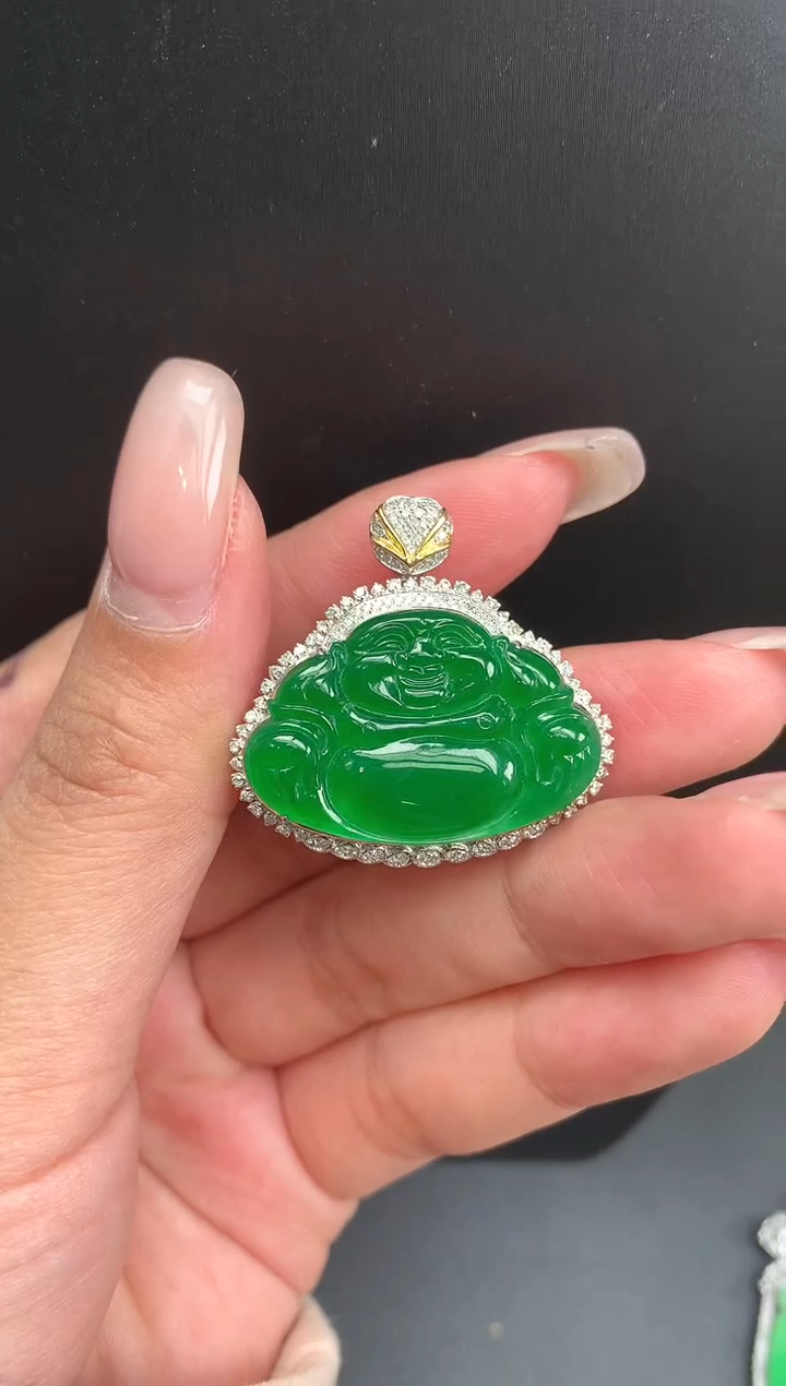 【闪购商品】翡翠颈饰18K金镶嵌佛公