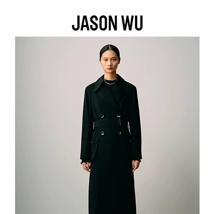 【冬季新品】JASON WU 24年新款双排扣宽松风衣长款设计师外套