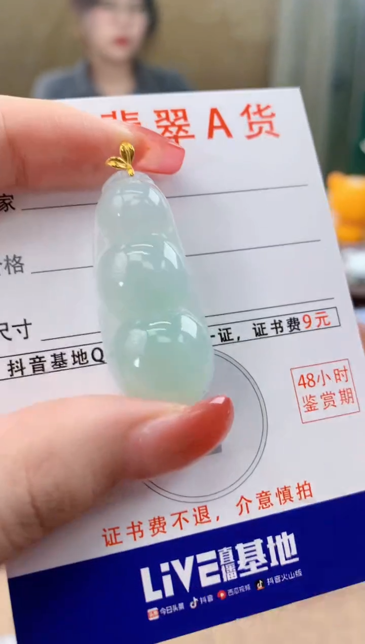 颈饰18K金镶嵌翡翠天然A货翡翠挂件