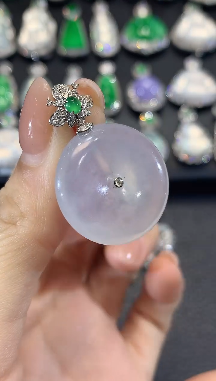 吊坠(不含链)18K金镶嵌翡翠A36翡翠