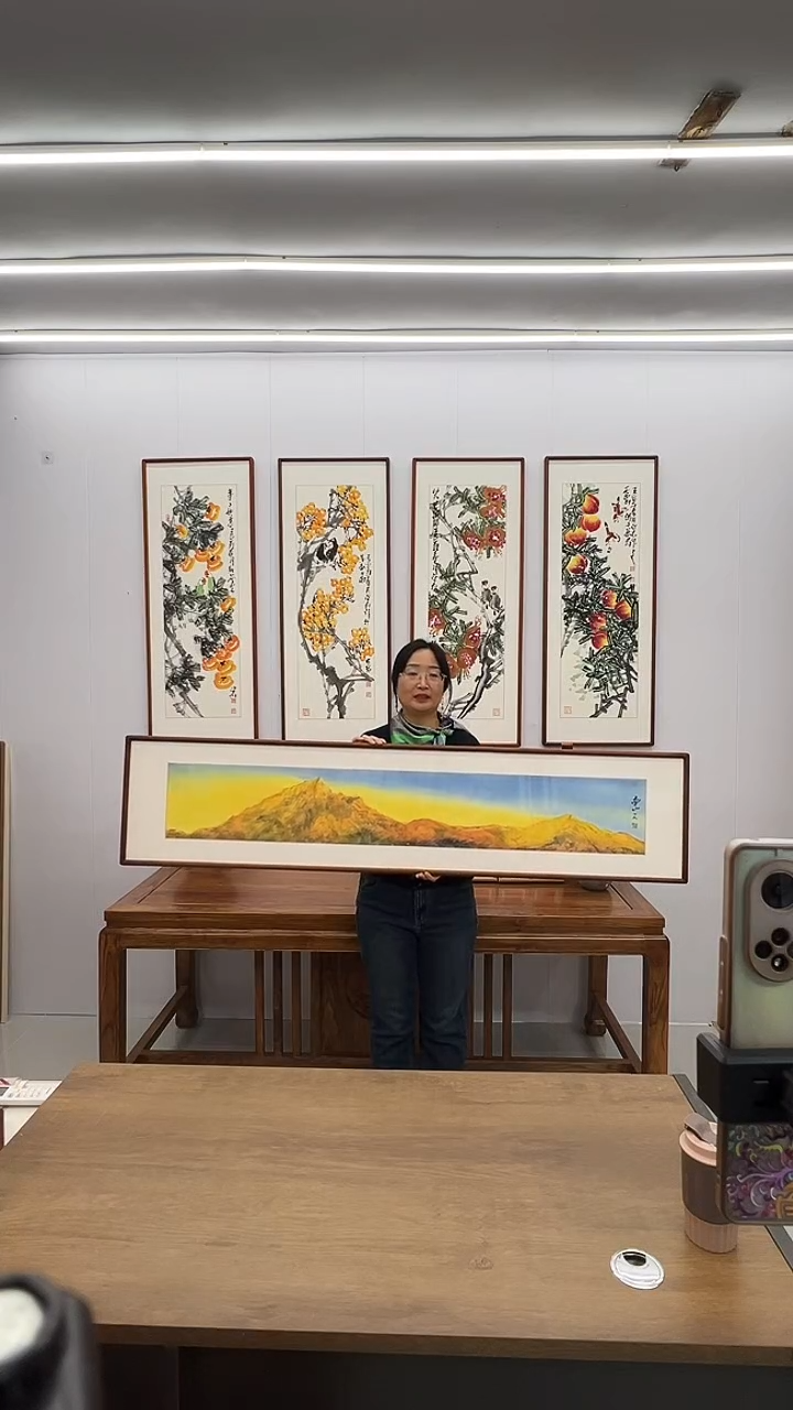 国画赵建龙 160*35 日照金山 2