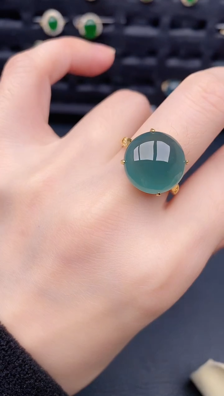 银S925镶嵌戒指翡翠天然a货翡翠149