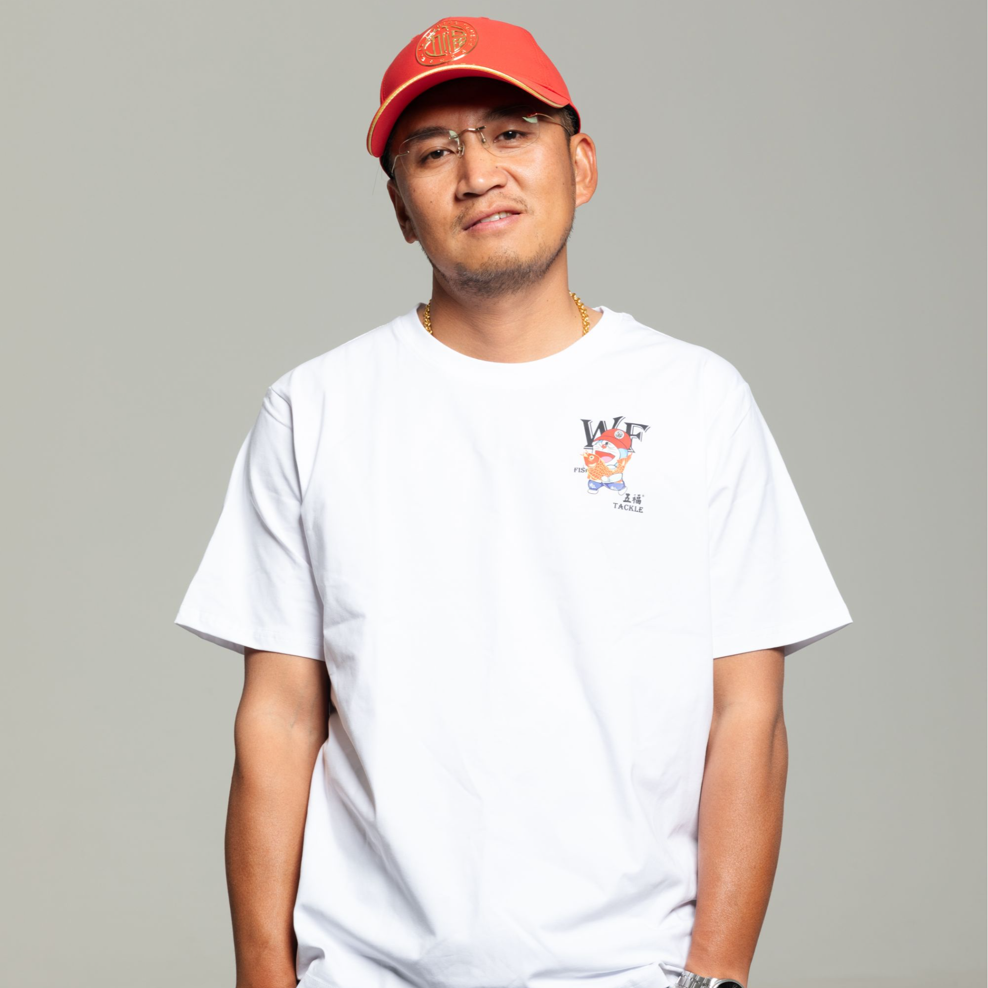 25款五福帽子男士白色钓鱼防晒帽印花红色黑色烫金色logo男款休闲