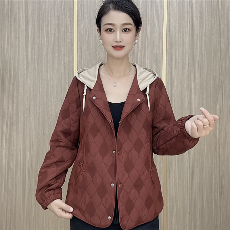 连帽提花外套时尚气质休闲女装上衣短款