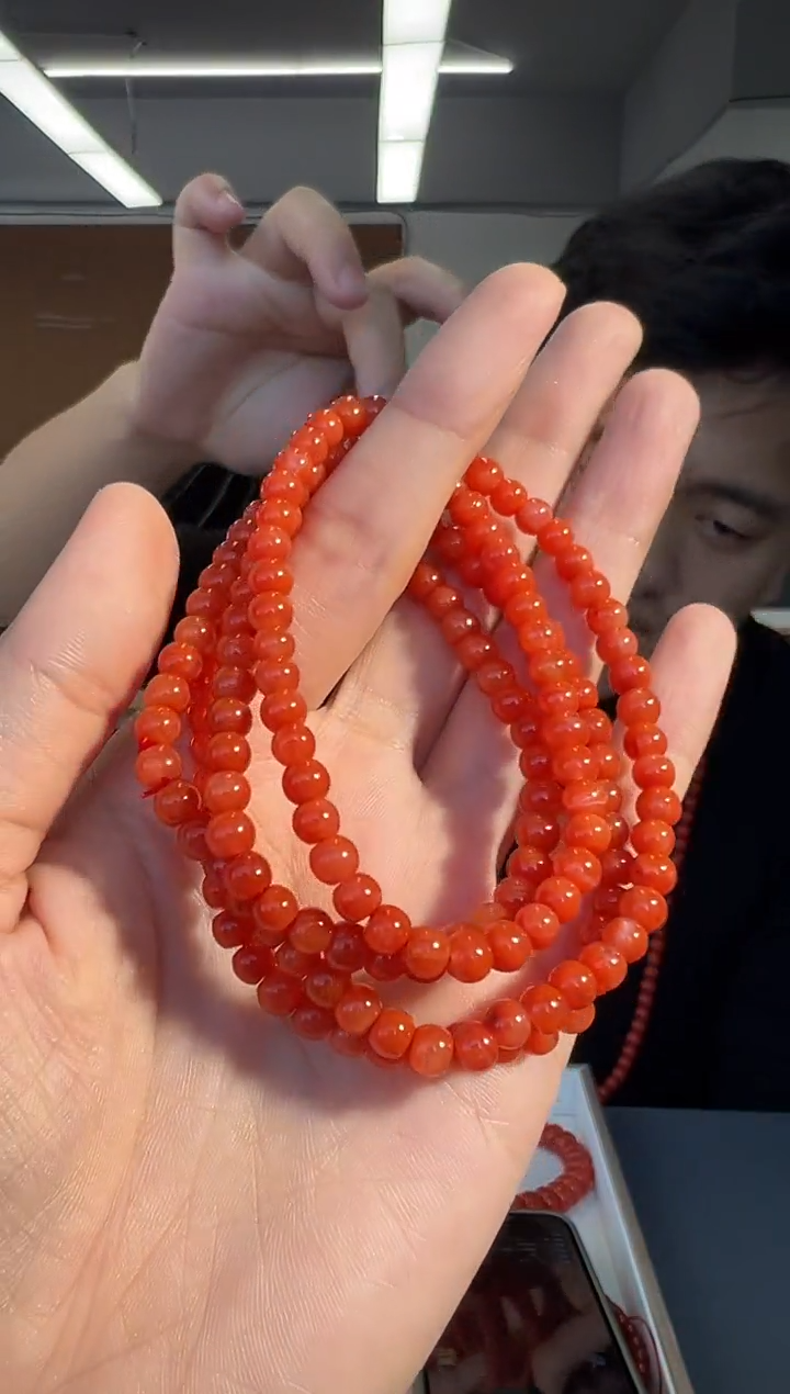 未镶嵌手链南红玛瑙A18精工老型多圈手链5mm+