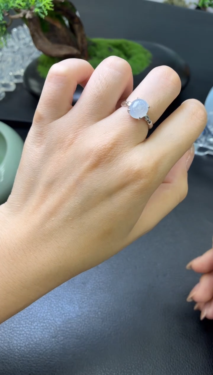 翡翠戒指银S925镶嵌戒指