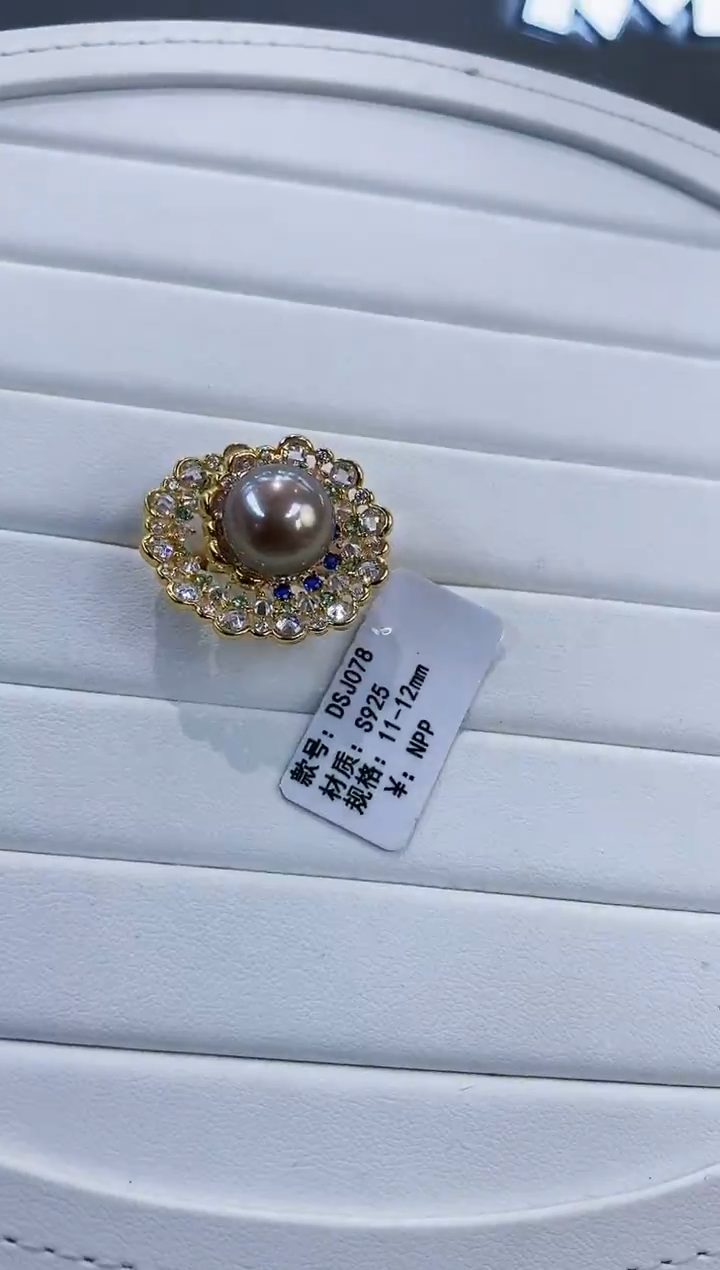 银S925镶嵌戒指淡水珍珠Y淡水戒指11-12