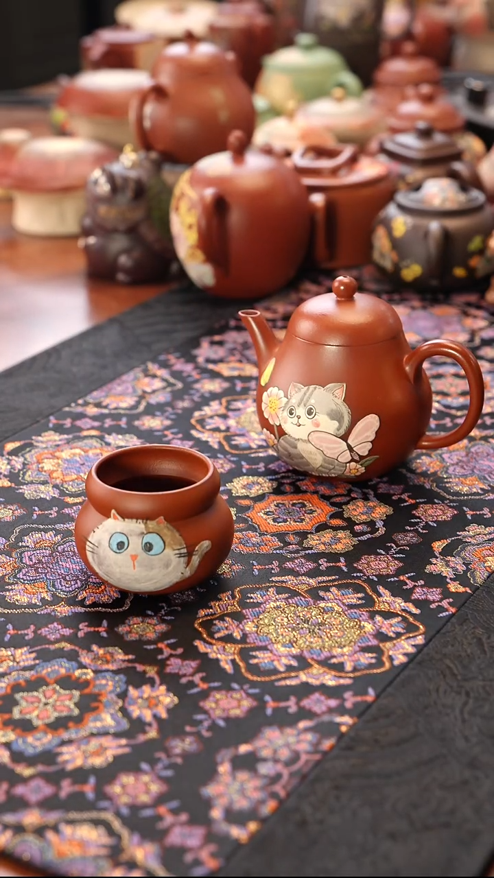 茶壶紫砂猫咪主人杯