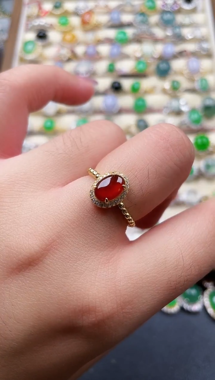 银S925镶嵌戒指翡翠163