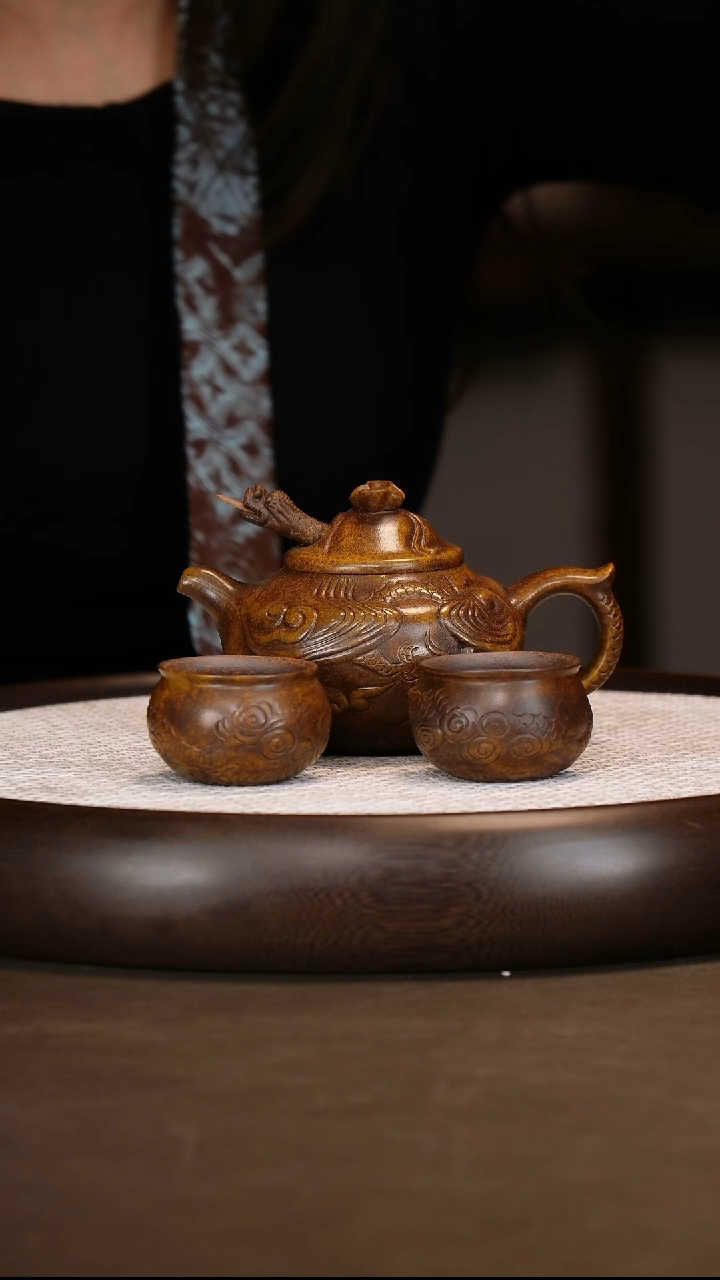 【朱持平】云龙套组 玉成窑  280cc+鱼化龙盖杯