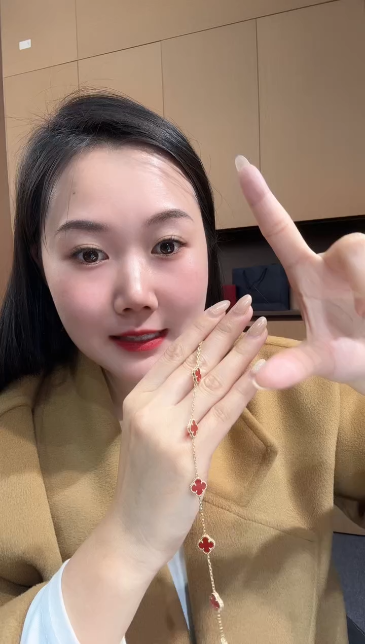 【闪购商品】玛瑙/玉髓手链18K金镶嵌红色k黄小号五花手链GHJ