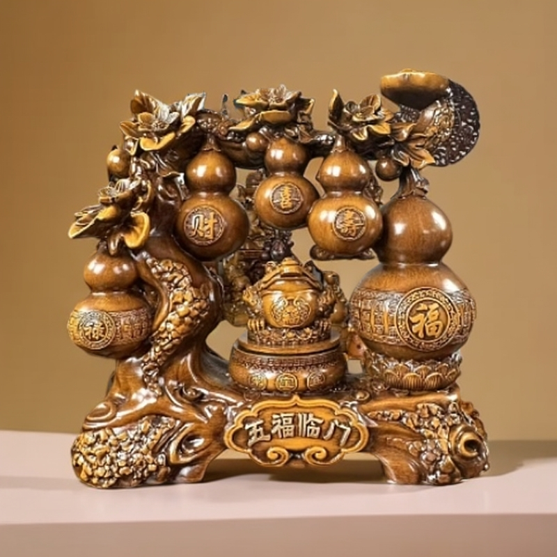 五福临门葫芦摆件（长约29高约）客厅卧室走廊装饰送礼必备工艺品