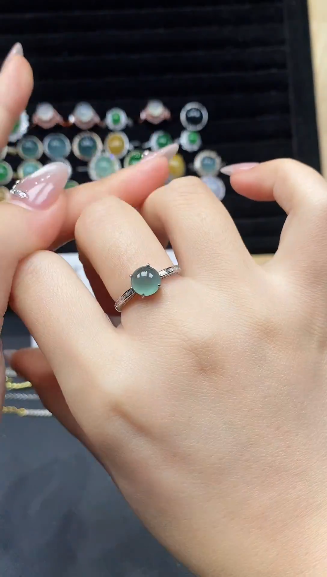 银S925镶嵌戒指翡翠111